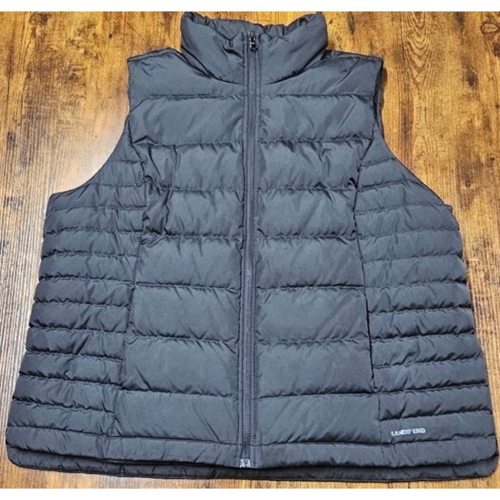 Lands' End Black Down Filled Insulated Winter Vest Women's Size 1X